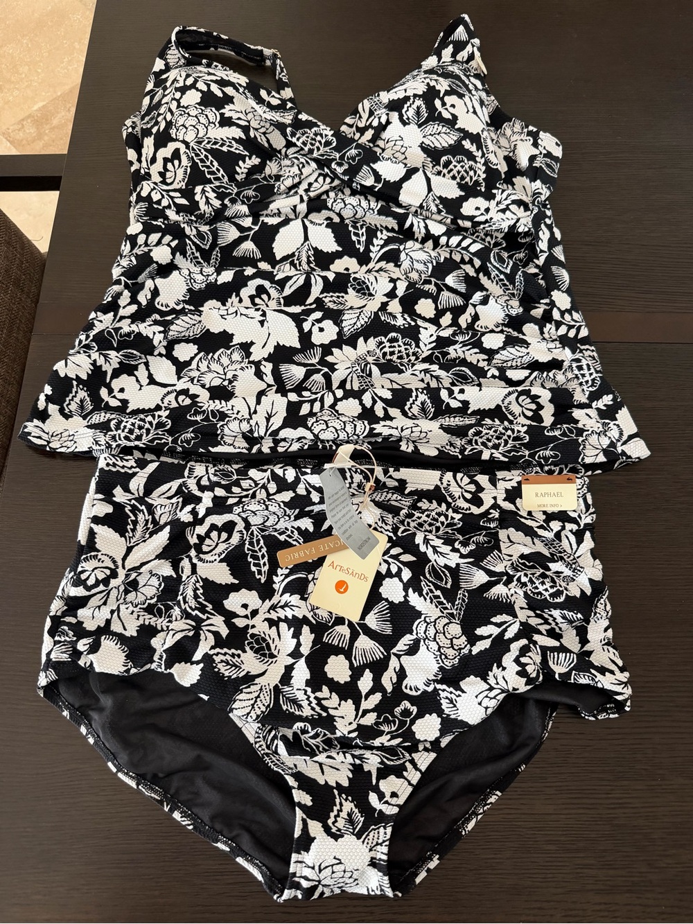 Black & White Floral Tankini Set